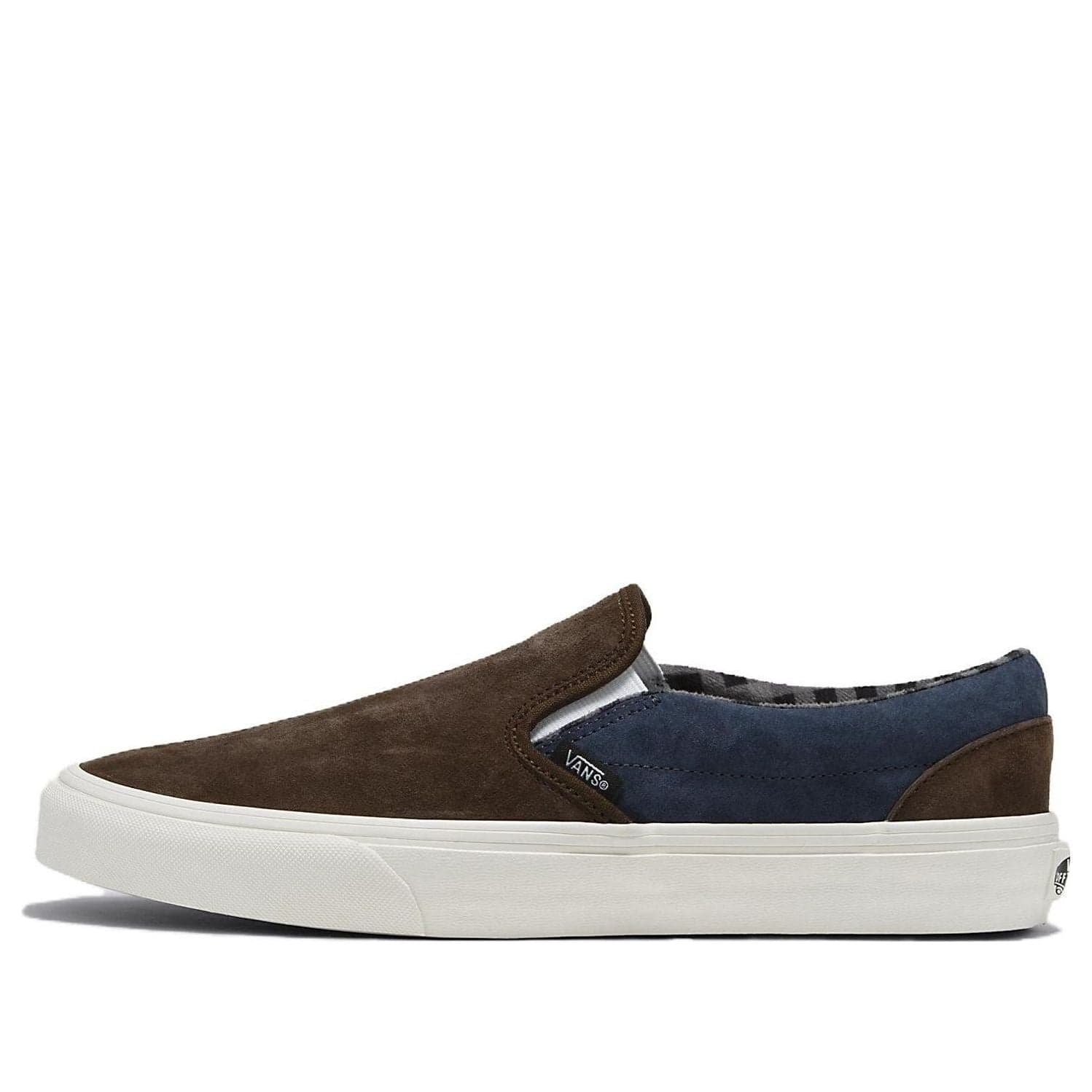 Vans Classic Slip-On Pig Suede Shoes 'Plaid Brown Navy'
