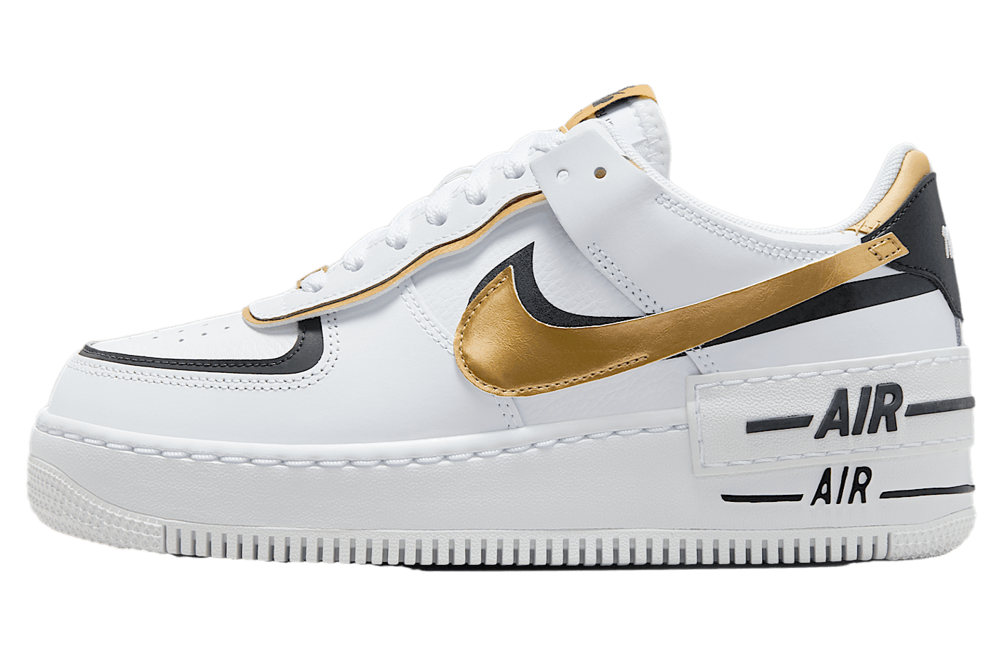 Air Force 1 Shadow 'White Black Metallic Gold'